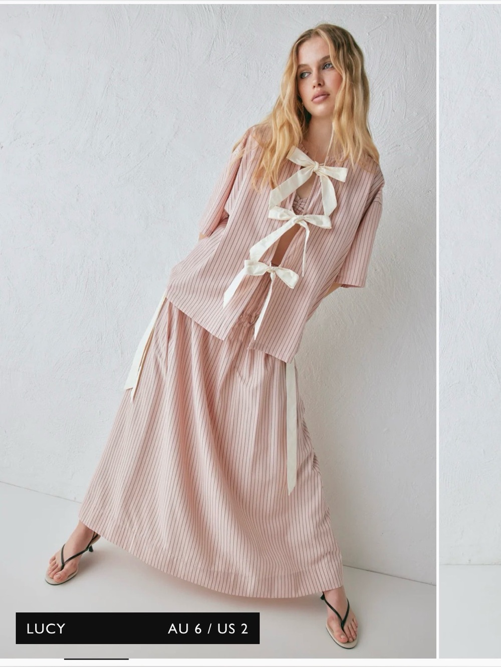 NWT VRG GRL NAOMI SMOCK TOP PINK STRIPE SET SKIRT